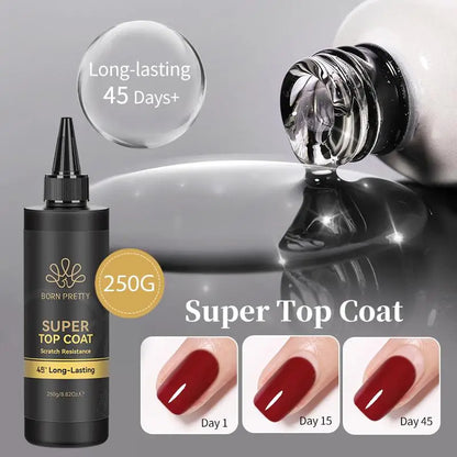BORN PRETTY 250g Super Top Coat Professional Nail Art Soak Off Top Coat Long-lasting Anti-Stain Functional Gel Polish