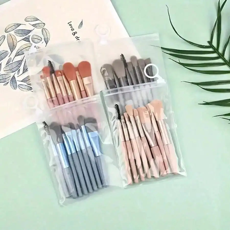 8Pcs Mini Multipurpose Makeup Brush Set Portable Cosmetic Tool For Blush Highlighter Eyeshadow Powder Concealer Daily Beauty Accessory For Women