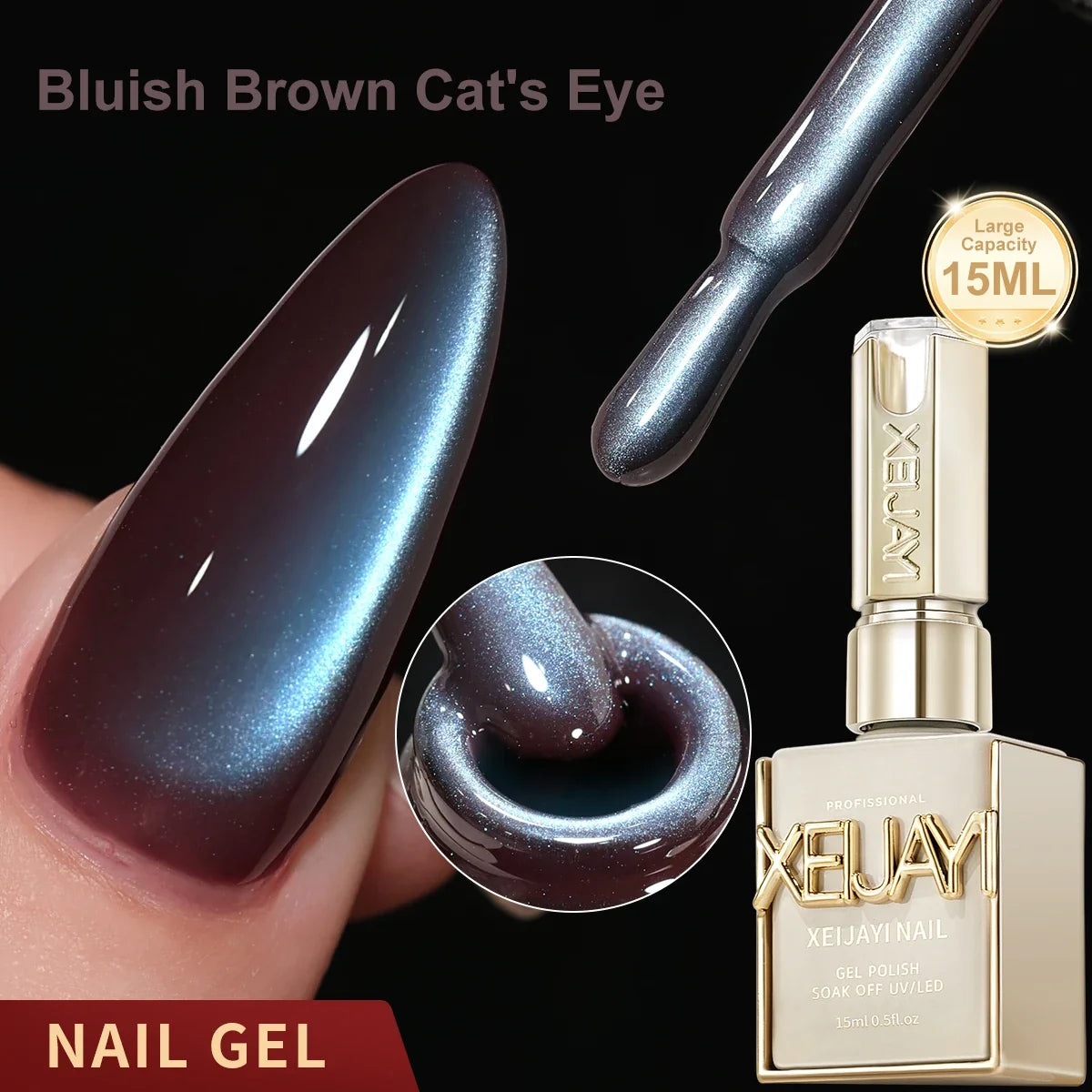 XEIJAYI 1pc 15ML Blue cat eye Nail Gel polish Semi Permanent Nail Art Soaking UV LED Nail Salon DIY Nail Salon Gel