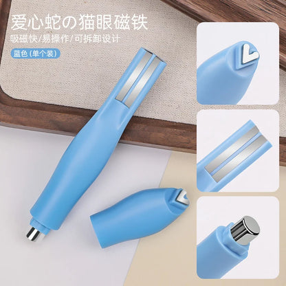 1Pcs 3-In-1 Heart Shape Cat Eye Nail Art Magnet Double Line Moon Snake French Magnet Pen for Magnetic Gel Polish Manicure Tools