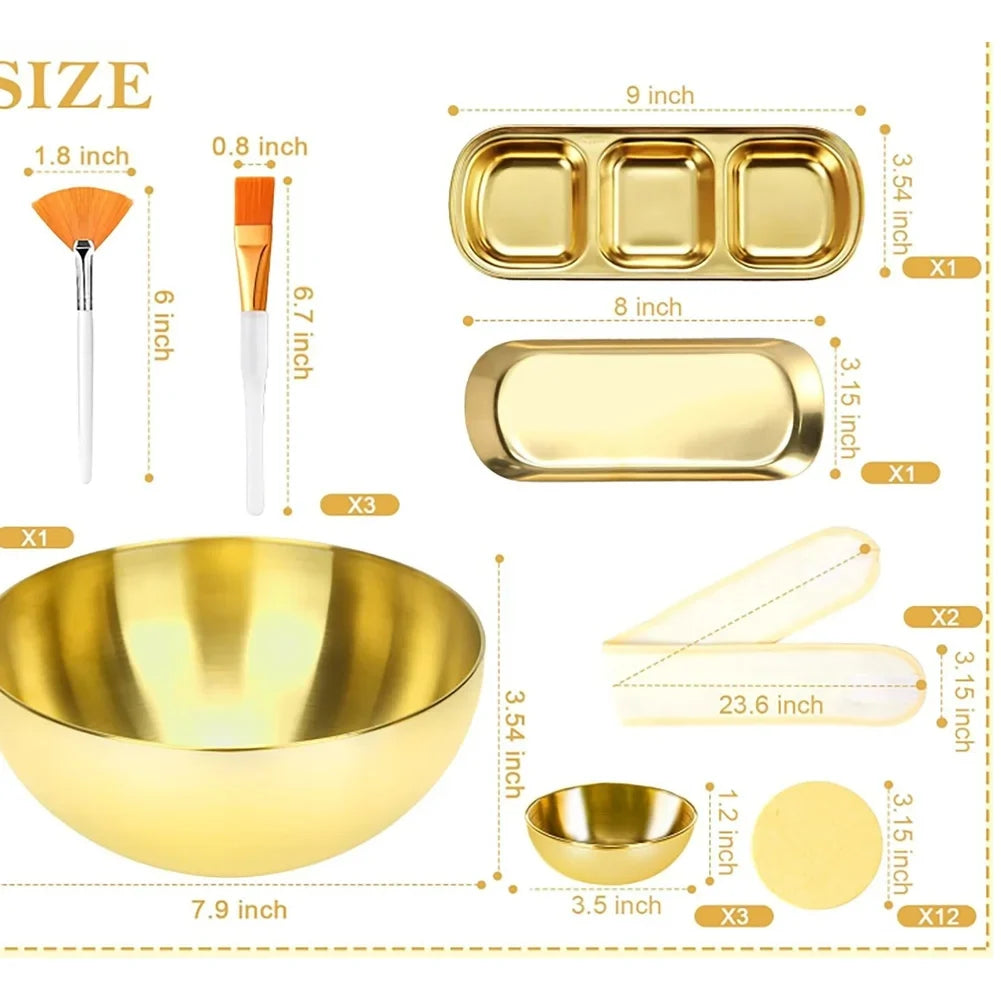 Facial Product Preparation Set with Stainless Steel Bowls and 26 Pcs Tools for Home and Professional Beauty Use