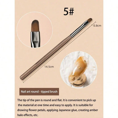 Acrylic Nail Brush Set Acrylic Powder Brush PolyExtension Gel Brush Nail Polish Carving Pen ForWomen Home Solon Diy Nail Art Brushes NailPen,Pinceau Ongle Gel