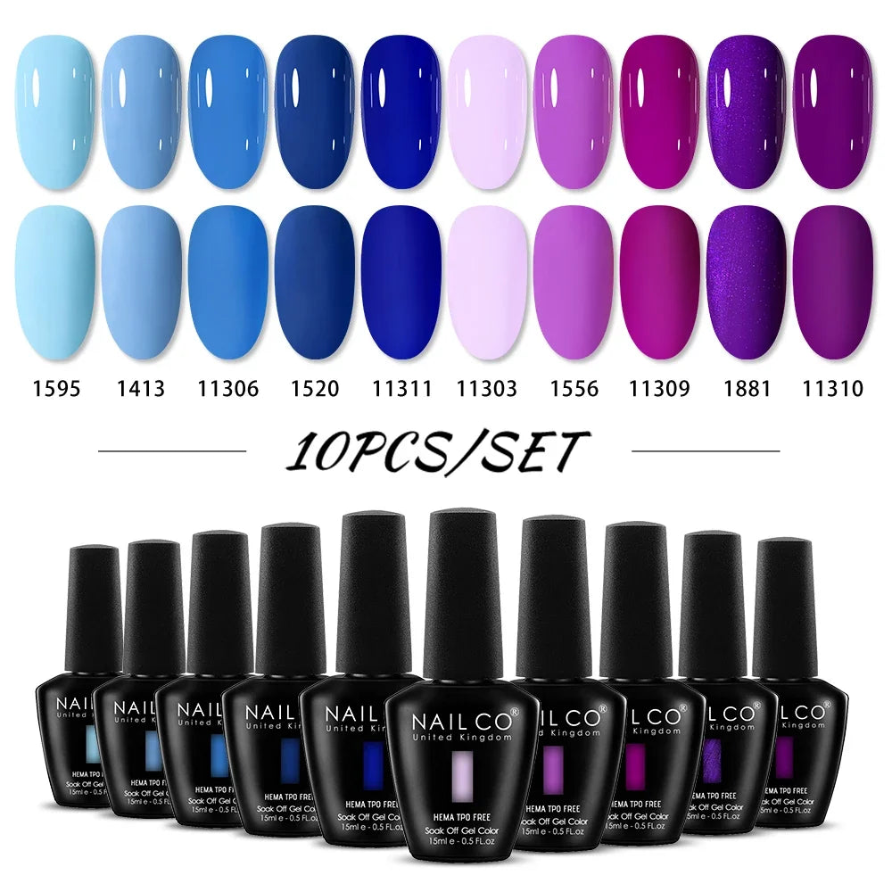 NAILCO 15ml Nails Art Gel Lack Polish Summer Hybrid Nail Varnish Manicure UV Top Coat Base HEMA TPO FREE Esmalte Nail Gel Polish