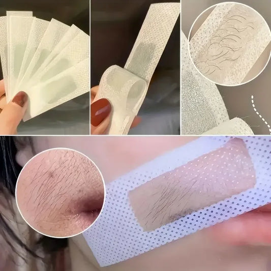 Unisex cold wax hair removal strips, off-white sheets with wax for skin