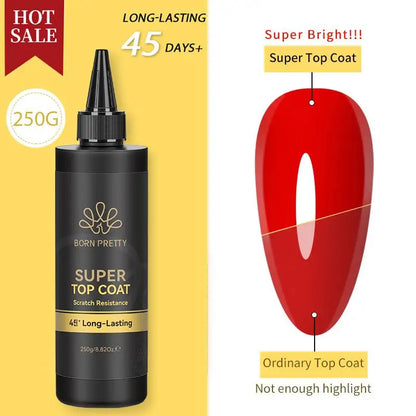 BORN PRETTY 250g Super Top Coat Professional Nail Art Soak Off Top Coat Long-lasting Anti-Stain Functional Gel Polish