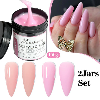 2/3Jars Poly Nail Gel UV LED Cured Builder Nail Gel Set Light Nude Pink Clear Extension Nail Solid Gels For DIY At Home Salon