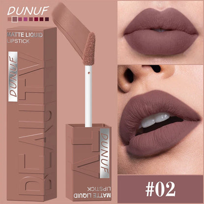 Matte Velvet Lipstick Lip Gloss Waterproof Smooth Long-Lasting Non-sticky Non-transfer Deep Red Nude Y2K Daily&Party Makeup Gift