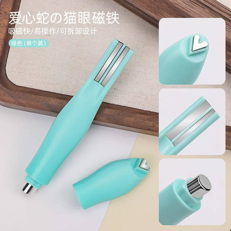 1Pcs 3-In-1 Heart Shape Cat Eye Nail Art Magnet Double Line Moon Snake French Magnet Pen for Magnetic Gel Polish Manicure Tools