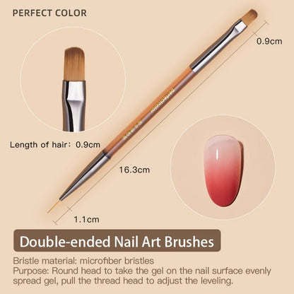 PERFECT COLOR  4-in-1 Builder Nail Gel,20g 12 Colors Rubber Base Gel Polish,Extension for DIY Salon Girls Home,Nail Art Brushes