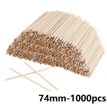 100/50pcs Nail Art Pusher Orange Wood Sticks Cuticle Pusher Remover Rhinestones Dotting Removal Manicure Pedicure Care Tools