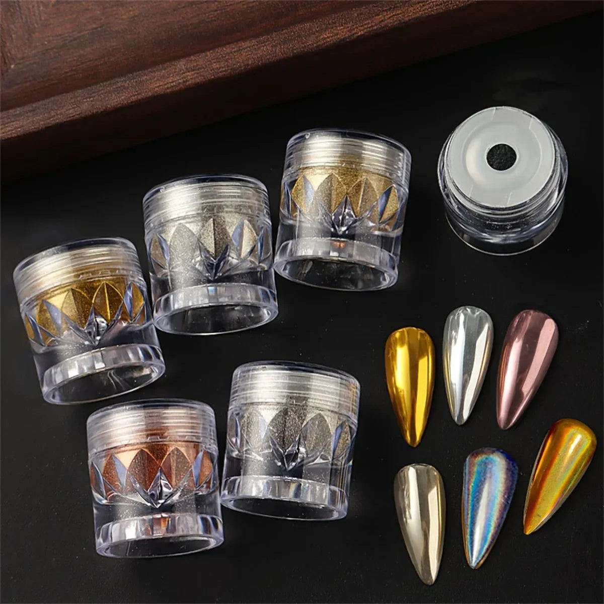 1/6pcs nail magic mirror powder holographic metal chrome powder silver gold nail polish decorative art decoration tool diy