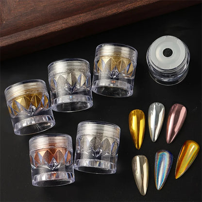 1/6pcs nail magic mirror powder holographic metal chrome powder silver gold nail polish decorative art decoration tool diy