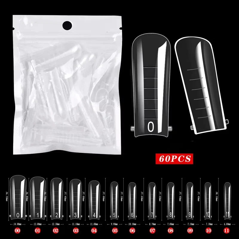 60 Pieces/Bag Uv Gel Polishing Fast Building Mold Acrylic Fake Nail Art Reminder Dual System Nail Accessories Extension Nail Form