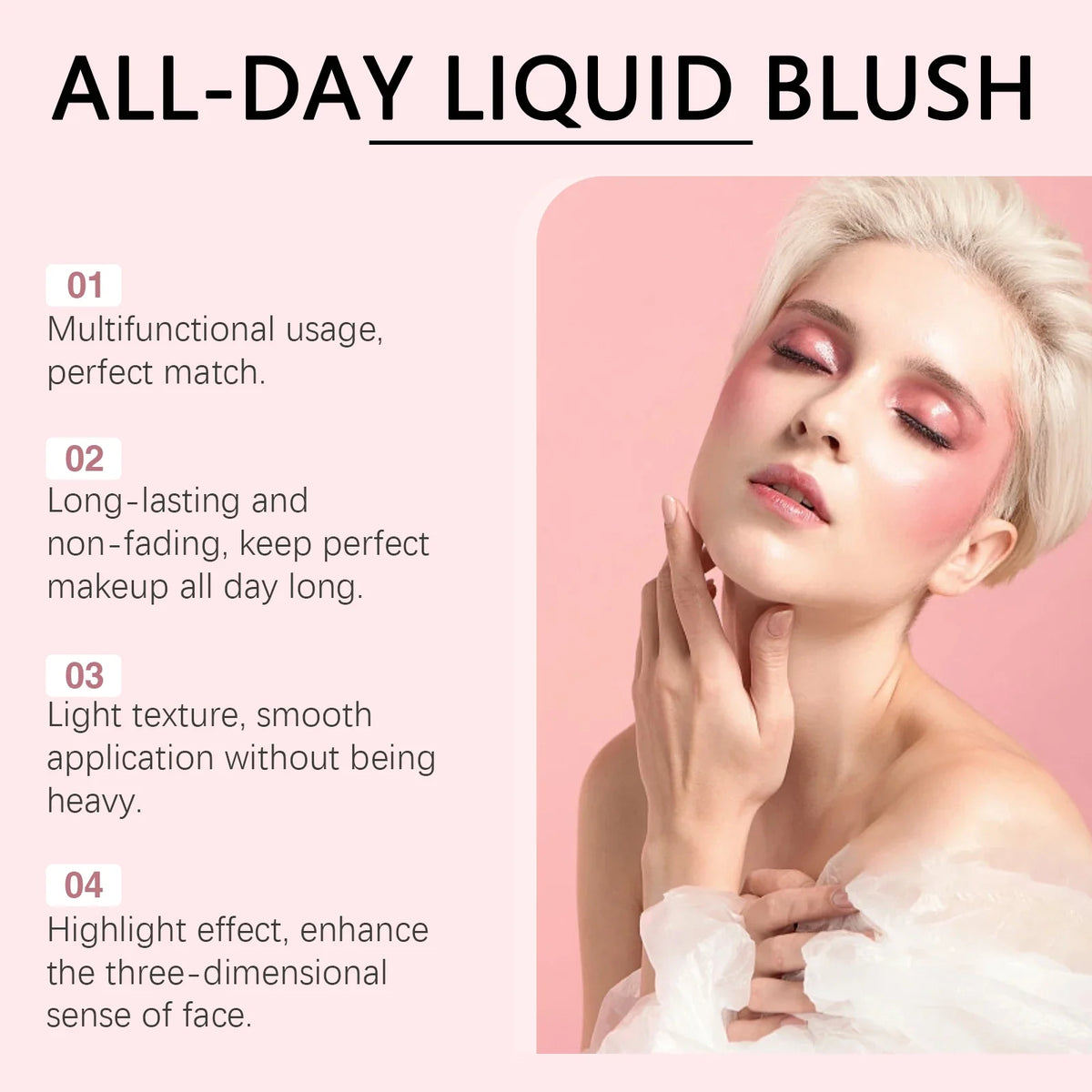 Peach Pink Plush Brush Liquid Blush Cheek Cream Smooth Long Lasting Velvet Matte Nude Apricot Orange Blusher Easy To Wear