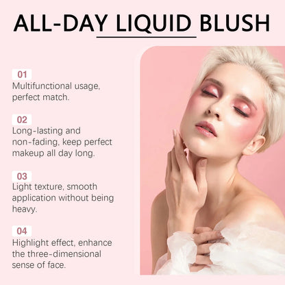 Peach Pink Plush Brush Liquid Blush Cheek Cream Smooth Long Lasting Velvet Matte Nude Apricot Orange Blusher Easy To Wear
