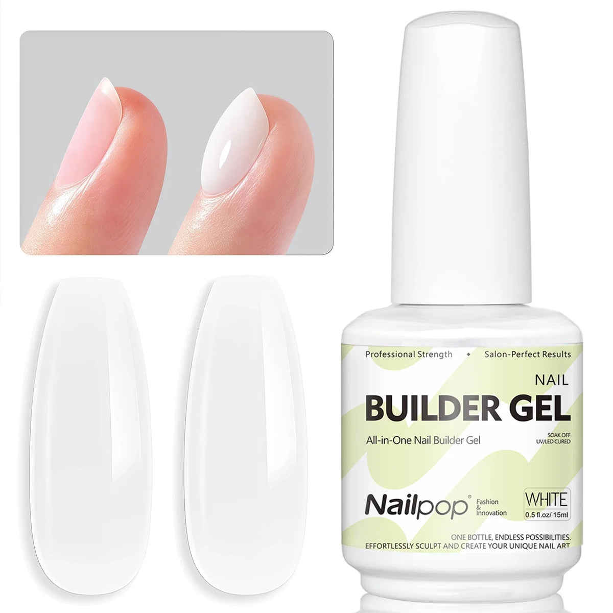 Nailpop 7-in-1 Builder Nail Gel HEMA/TPO Free Fast Building Gel Nail Polish 8 Colors Nail Tip Reinforcement and Extension 15ml