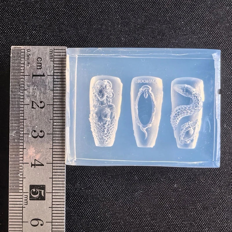 1 Pcs 3D Snake Girl Nail Silicone Carving Mold Snake DIY Nail Decoration Art Nail Beauty Charm Silicone Nail Mold Nails Products