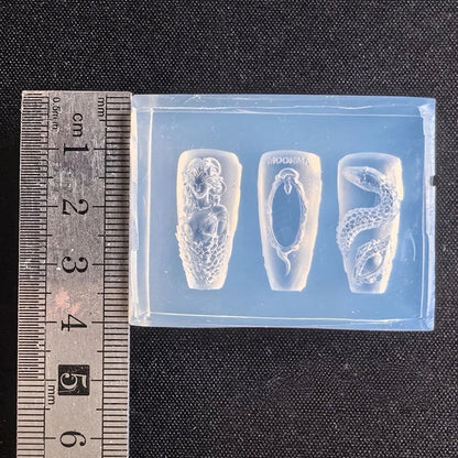 1 Pcs 3D Snake Girl Nail Silicone Carving Mold Snake DIY Nail Decoration Art Nail Beauty Charm Silicone Nail Mold Nails Products
