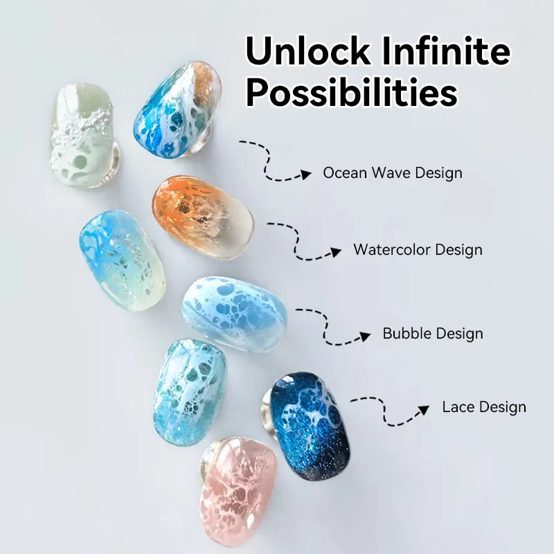 BORN PRETTY 10ml Ocean Wave Watercolor Liquid Gel Polish Stroke White Watercolor 3 Seconds Spread Lace Hollow Gradient Nail Art