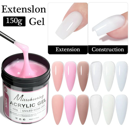 150g Transparent Nail Extension Gel Jelly White Light Pink Acrylic Nail Art UV LED Gel Semi Permanent Varnish Extension Tool