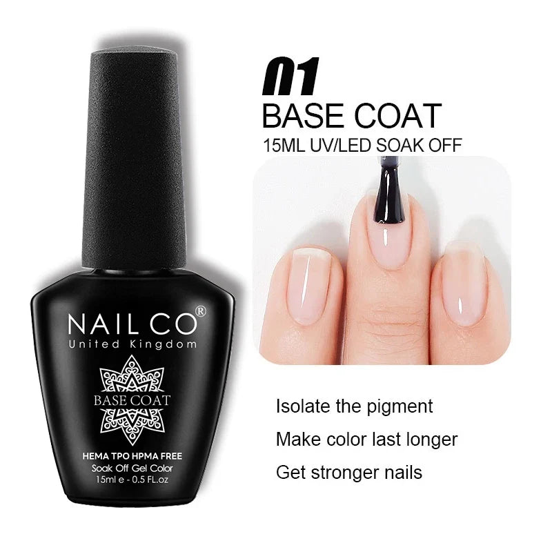 NAILCO 15ml Nails Art Gel Lack Polish Summer Hybrid Nail Varnish Manicure UV Top Coat Base HEMA TPO FREE Esmalte Nail Gel Polish