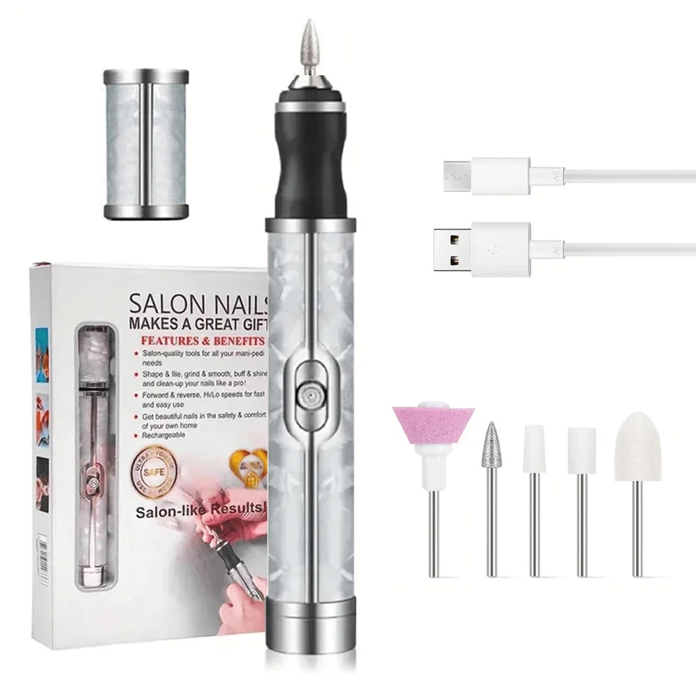 LINMANDA Rechargeable Electric Nail Grinder Nail Polishing Machine Portable Mini Electric Driil Pedicure Kit for Home Salon