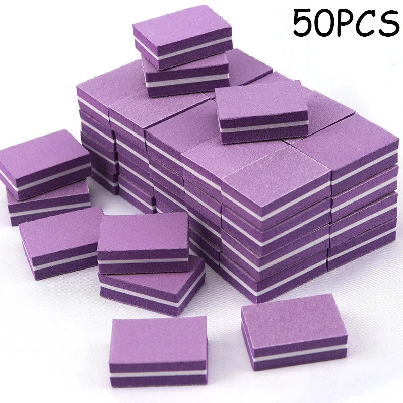 50Pcs Professional Mini Nails Art buffer File 100/180 Sandpaper Manicure Tips Care File Sanding Polishing Accessories Tools