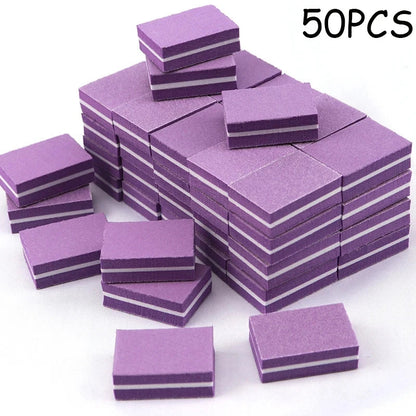 50Pcs Professional Mini Nails Art buffer File 100/180 Sandpaper Manicure Tips Care File Sanding Polishing Accessories Tools