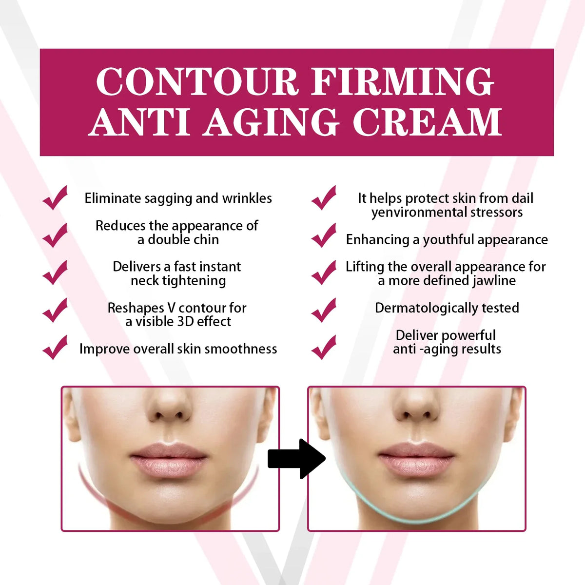 V-Shape Face Slimming Cream Remove Double Chin Firming Lifting Face Line Fat Burning Anti Aging Beauty Massage Care Products