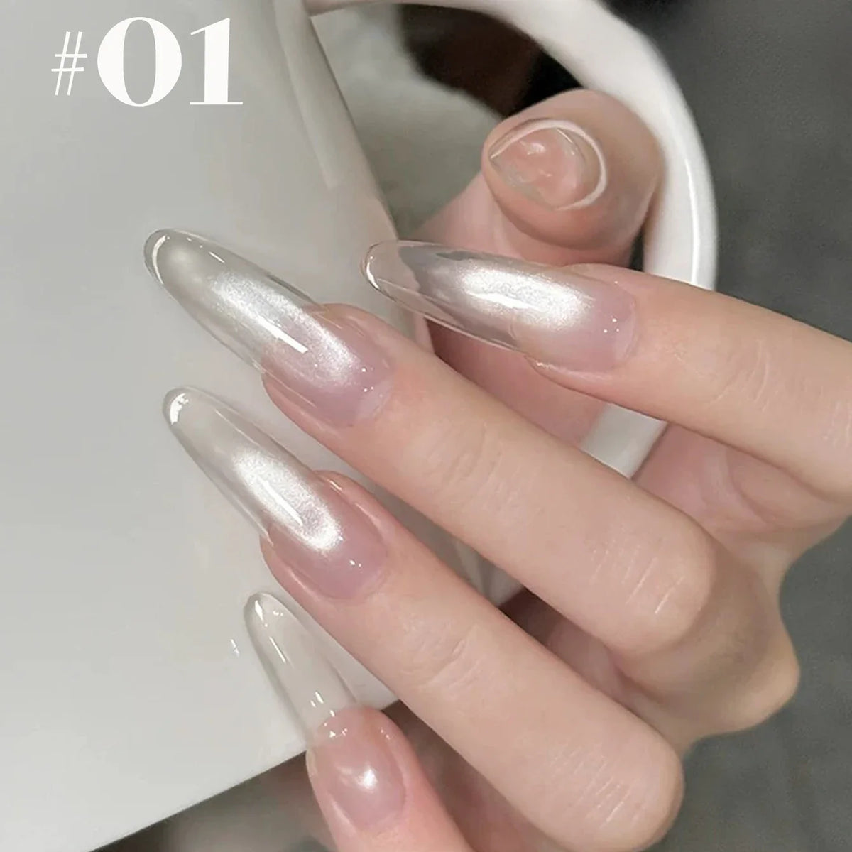 1-12pcs WS Hot Style Non-gray Universal White Cat Eye Gel Nail Polish Super Flash White Glass Bead Nail Art Nail Suppies