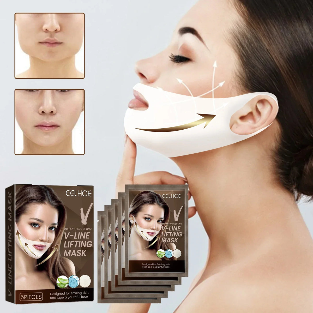 V-Shape Firming Face-lift Slimming Mask Removal Masseter Muscle Double Chin Face Fat Burning Anti-aging Beauty Products New