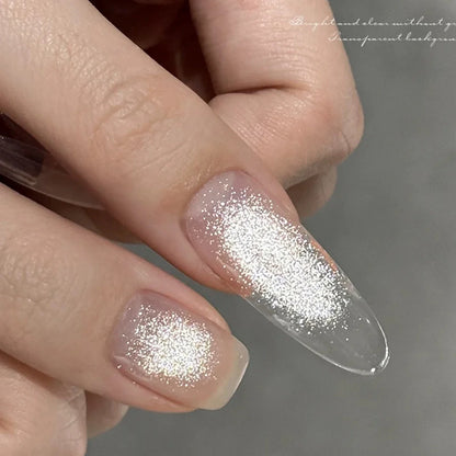 1-12pcs WS Hot Style Non-gray Universal White Cat Eye Gel Nail Polish Super Flash White Glass Bead Nail Art Nail Suppies