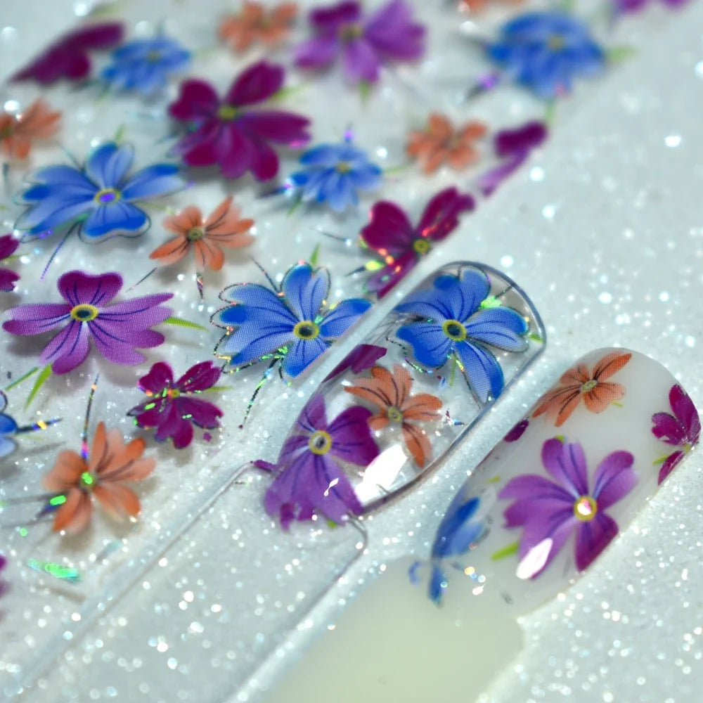 More Than 250 Design Beautiful Designed Nail Art Product Nail Glue transfer Foil Beautiful Flower Purple Orange