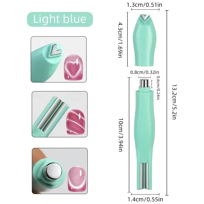 3 in 1 Cat Eye Nail Magnetic Stick Love Heart Snake Pattern French Cat Eye Nail Magnet UV Gel Polish Effect Manicure Design Tool