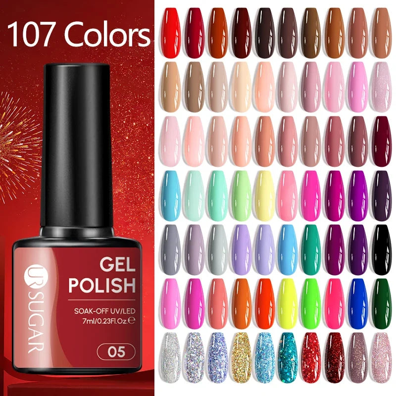 UR SUGAR 7ML Nail Gel Fresh Macaron 107 Colors All For Manicure Semi Permanent Soak Off LED UV Long-Lasting Nail Art Varnish