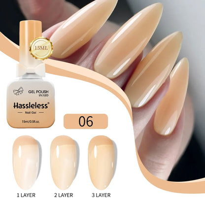 Single-use 15ml gel nail polish, convenient for home or salon manicures, easy to remove.