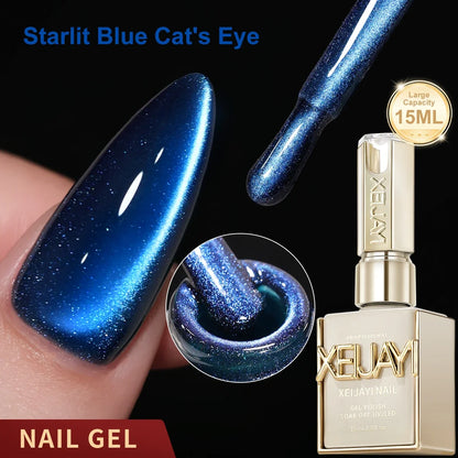 XEIJAYI 1pc 15ML Blue cat eye Nail Gel polish Semi Permanent Nail Art Soaking UV LED Nail Salon DIY Nail Salon Gel
