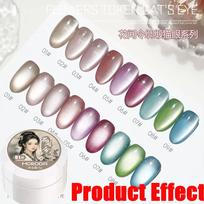 5g/Bottle White Moonlight Nail Cat's Eye Gel Magnetic Satin Gel Polish 9-Colors Soak Off Glitter Phototherapy Manicure Varnish
