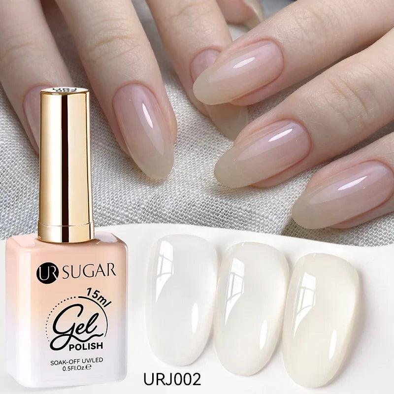 UR SUGAR 15ml Jelly Milky White Translucent Color Gel Polish Semi Permanent UV Gel Nail Art Soak Off Gel Varnish Latest Fashion