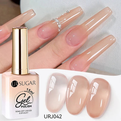 UR SUGAR 15ml Jelly Milky White Translucent Color Gel Polish Semi Permanent UV Gel Nail Art Soak Off Gel Varnish Latest Fashion