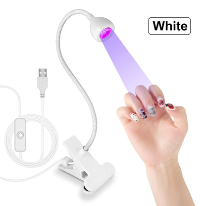Nail LED UV Lamp for Drying Gel Nails Polish Clip-On Flexible Desk Mini Portable USB Nail Lamp UV Light Dryer for Manicure Salon
