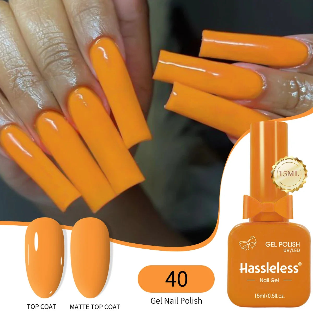 Single-use 15ml gel nail polish, convenient for home or salon manicures, easy to remove.