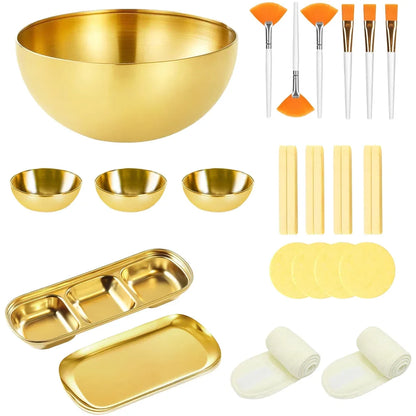 Facial Product Preparation Set with Stainless Steel Bowls and 26 Pcs Tools for Home and Professional Beauty Use