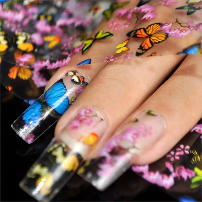 More Than 250 Design Beautiful Designed Nail Art Product Nail Glue transfer Foil Beautiful Flower Purple Orange