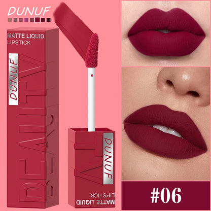 Matte Velvet Lipstick Lip Gloss Waterproof Smooth Long-Lasting Non-sticky Non-transfer Deep Red Nude Y2K Daily&Party Makeup Gift