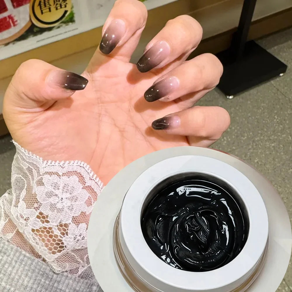 1Jar Black Pat Painting Gel Nail Polish with Air Cushion Gradient Matte Texture Nail Patting Glue Soak Off UV LED Nail Varnish 8