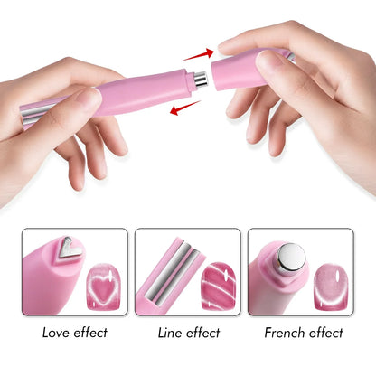 3 in 1 Cat Eye Nail Magnetic Stick Love Heart Snake Pattern French Cat Eye Nail Magnet UV Gel Polish Effect Manicure Design Tool