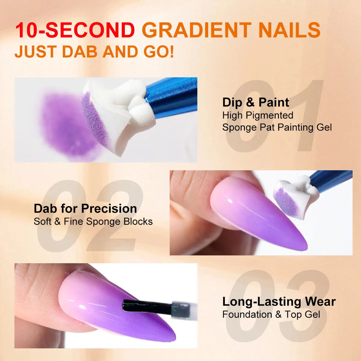 LIMEGIRL 7in1 Nail Gradient Painting Gel Long-lasting Nail Gel Polish Hybrid Color Nail Art Design High Texture Gradient Gel