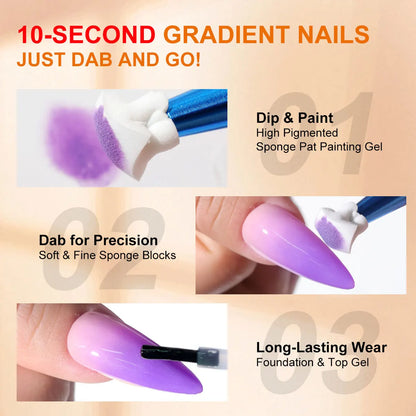 LIMEGIRL 7in1 Nail Gradient Painting Gel Long-lasting Nail Gel Polish Hybrid Color Nail Art Design High Texture Gradient Gel