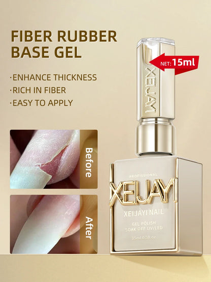 1pc 15ml Fiber Rubber Base Gel Nail Polish Starter Pure Soak Off No Wipe Nail Gel Polish Suitable For Home Manicure DIY